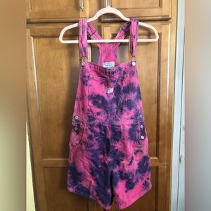 Levi’s pink and purple tie due overalls size medium